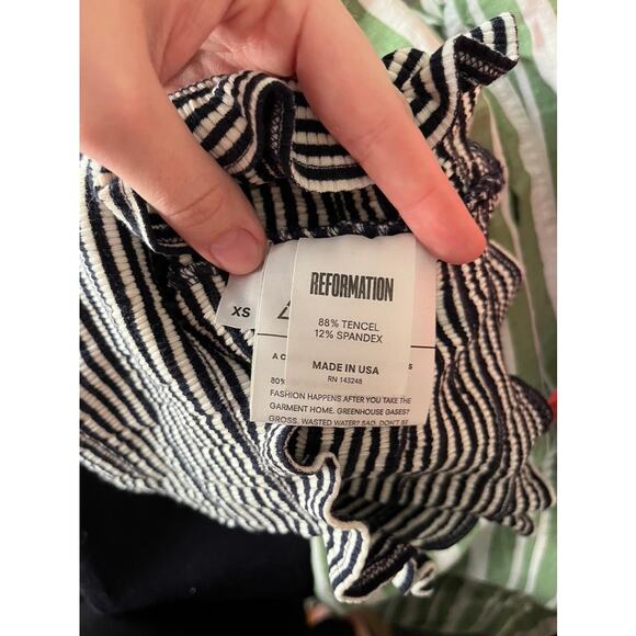 Reformation Striped Ruched Cropped Tank - Picture 4 of 4